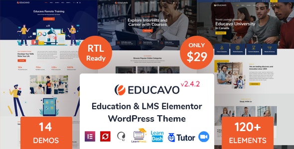 Download Nulled Educavo v2.4.2 - Online Courses & Education WordPress Theme